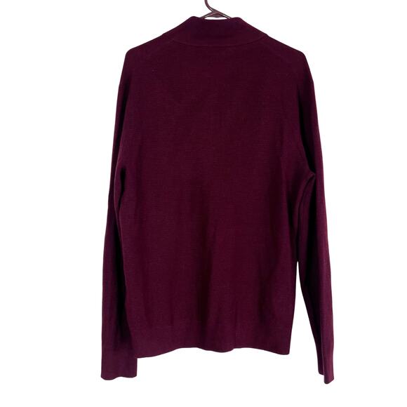 Banana Republic Merino Wool Quarter Zip Sweater Burgundy L Minimalist Old Money - Picture 2 of 8